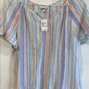 Striped multicolor semi sheer top NWT